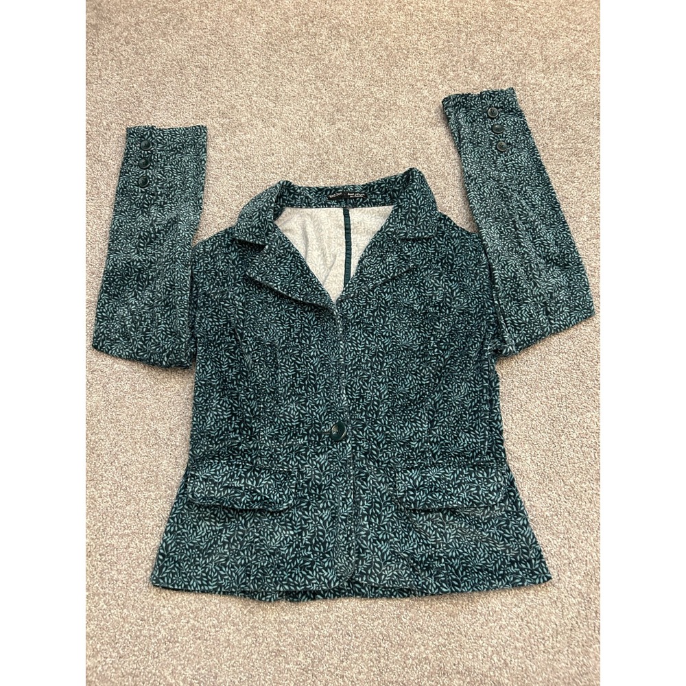 Academia BCIH Boho Blazer Womens Small Teal Navy Cotton Blend Excellent Jacket